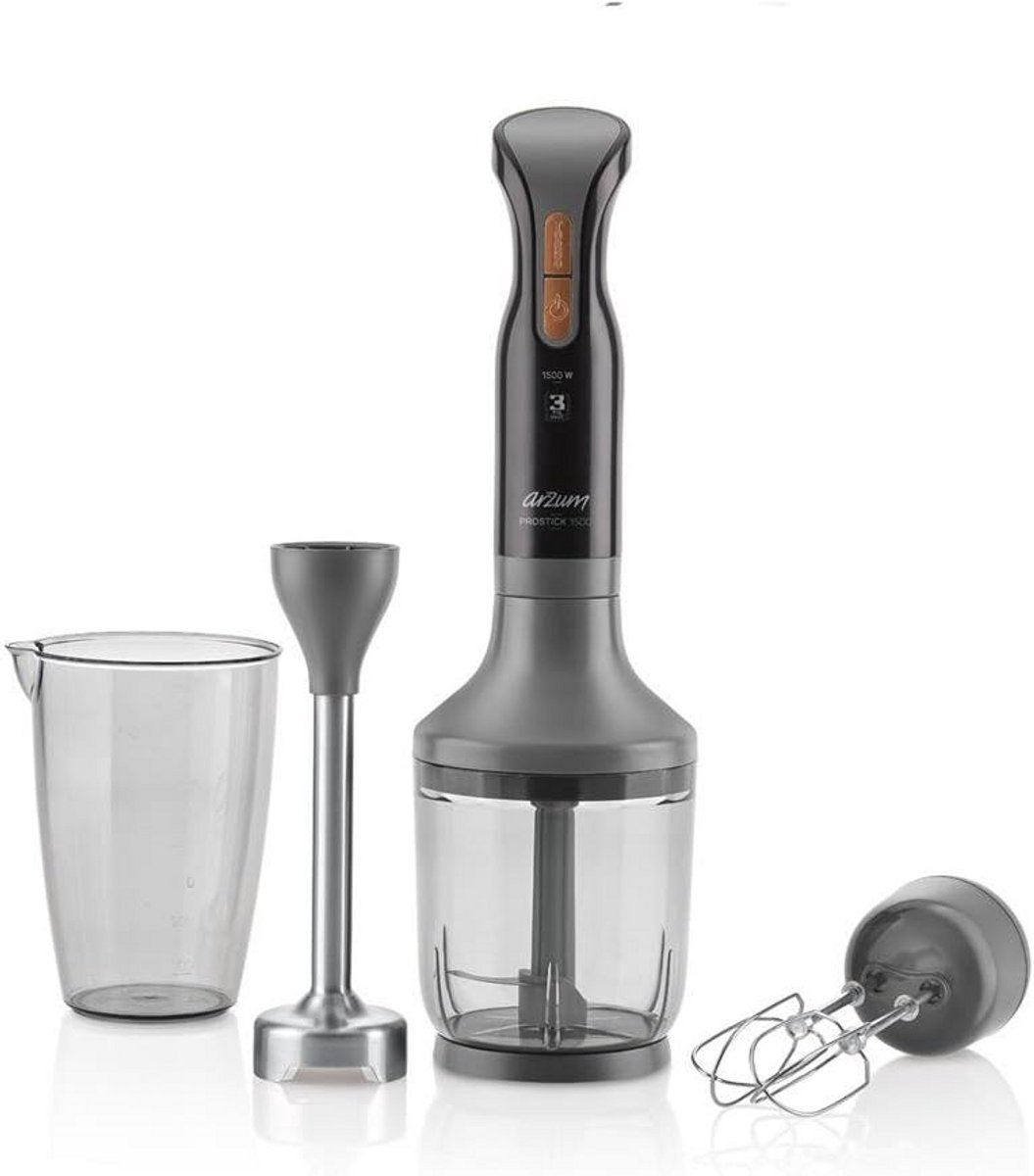 Krachtige Staafmixer Set 3-in-1 met Hakmolen en Garde - Zwart
