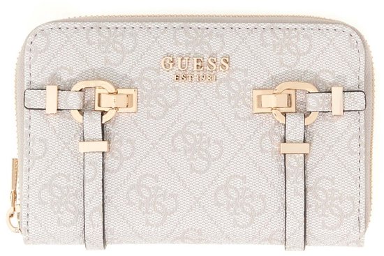 Guess Leona Logo SLG Medium Zip Around Dames Portemonnee - Bone Logo - PU - One Size