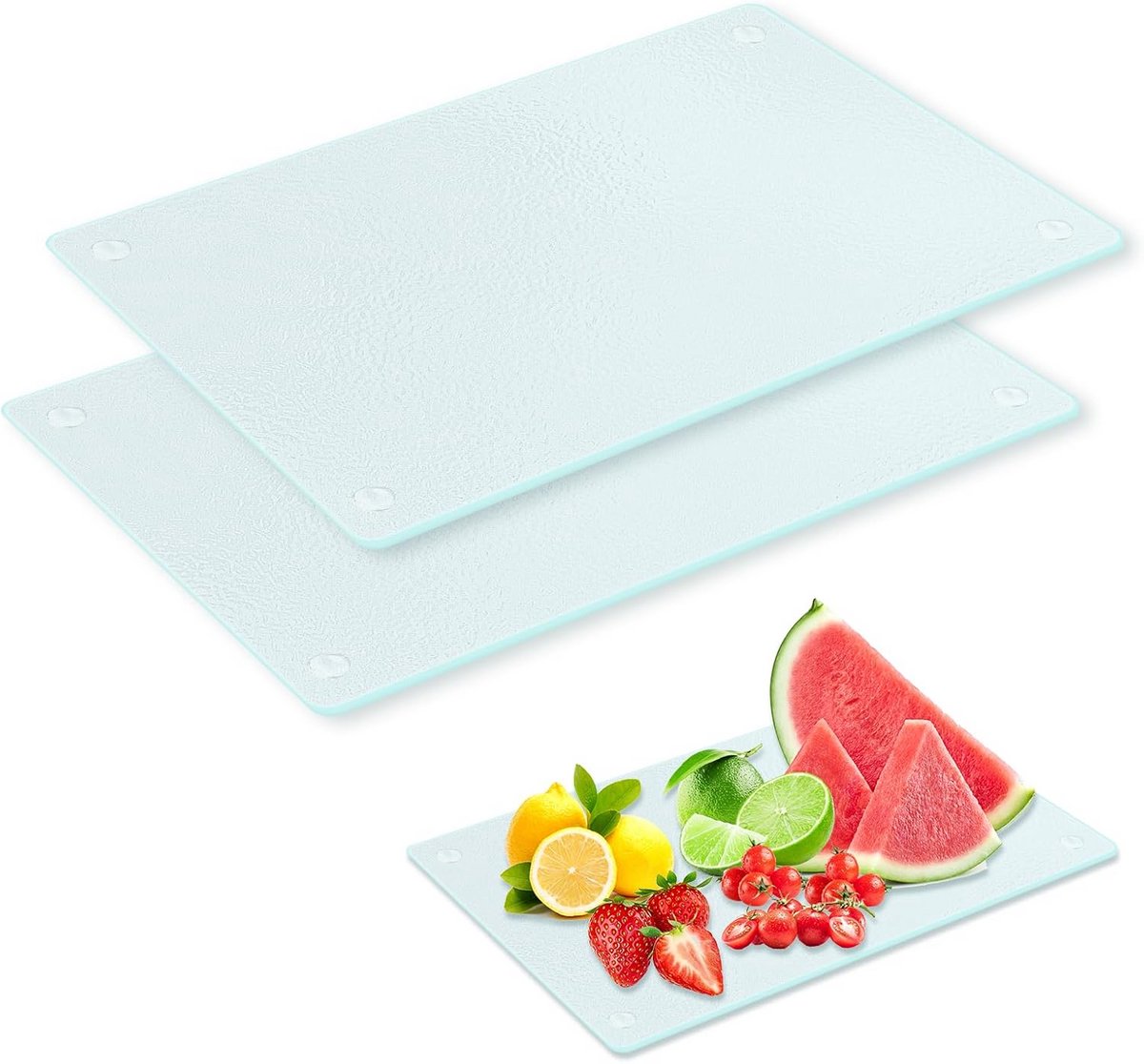 Glazen Snijplank Set van 2, Transparant en Antislip voor Keuken