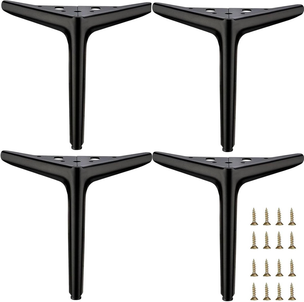 Set van 4 Matzwarte Metalen Meubelpoten 18 cm voor Sofa, Kast en TV-meubel