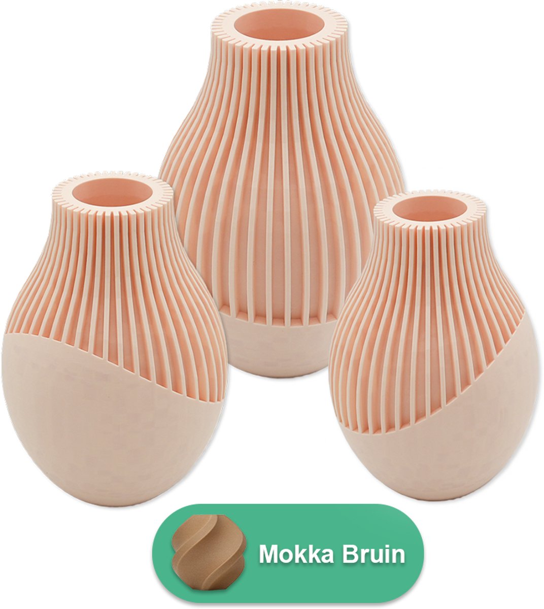 Lovora Ayra organische vaas – Decoratieve vaas - Mokka Bruin - 3d geprinte vaas – geschikt voor droogbloemen - 34CM