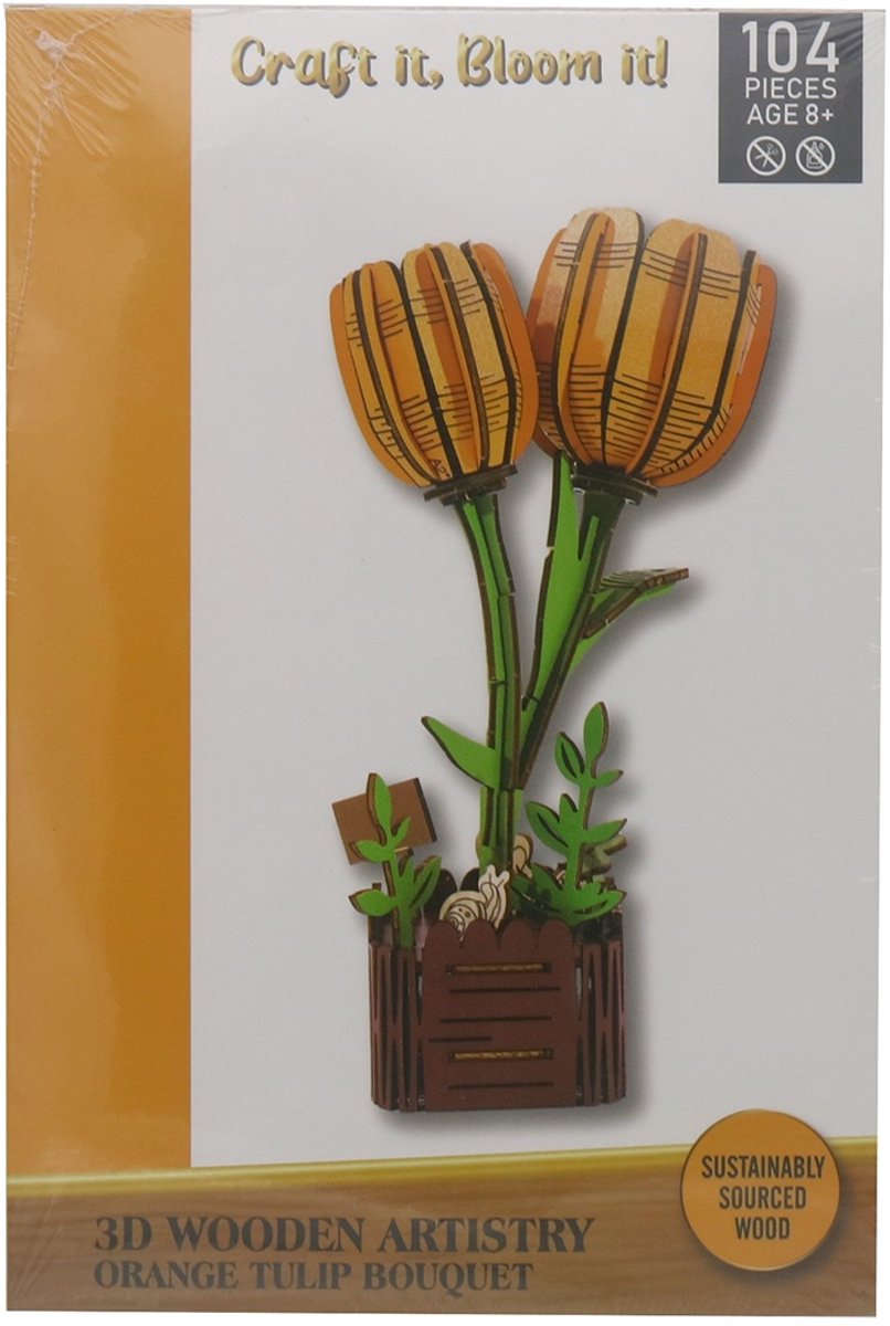 Houten 3D puzzel - tulp - 104 stukjes