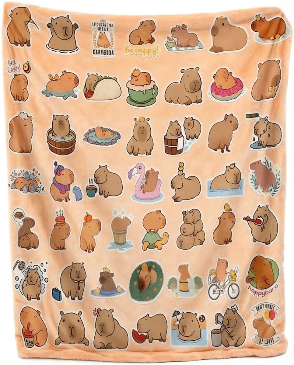 Zachte Flanellen Deken met Capibara Print voor Bank en Kinderkamer 100x150 cm