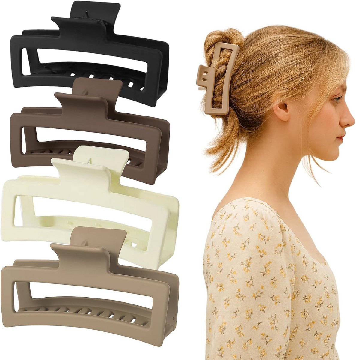 Grote Haarspeld Set (4 Stuks) voor Dik en Lang Haar - Antislip & Stevig