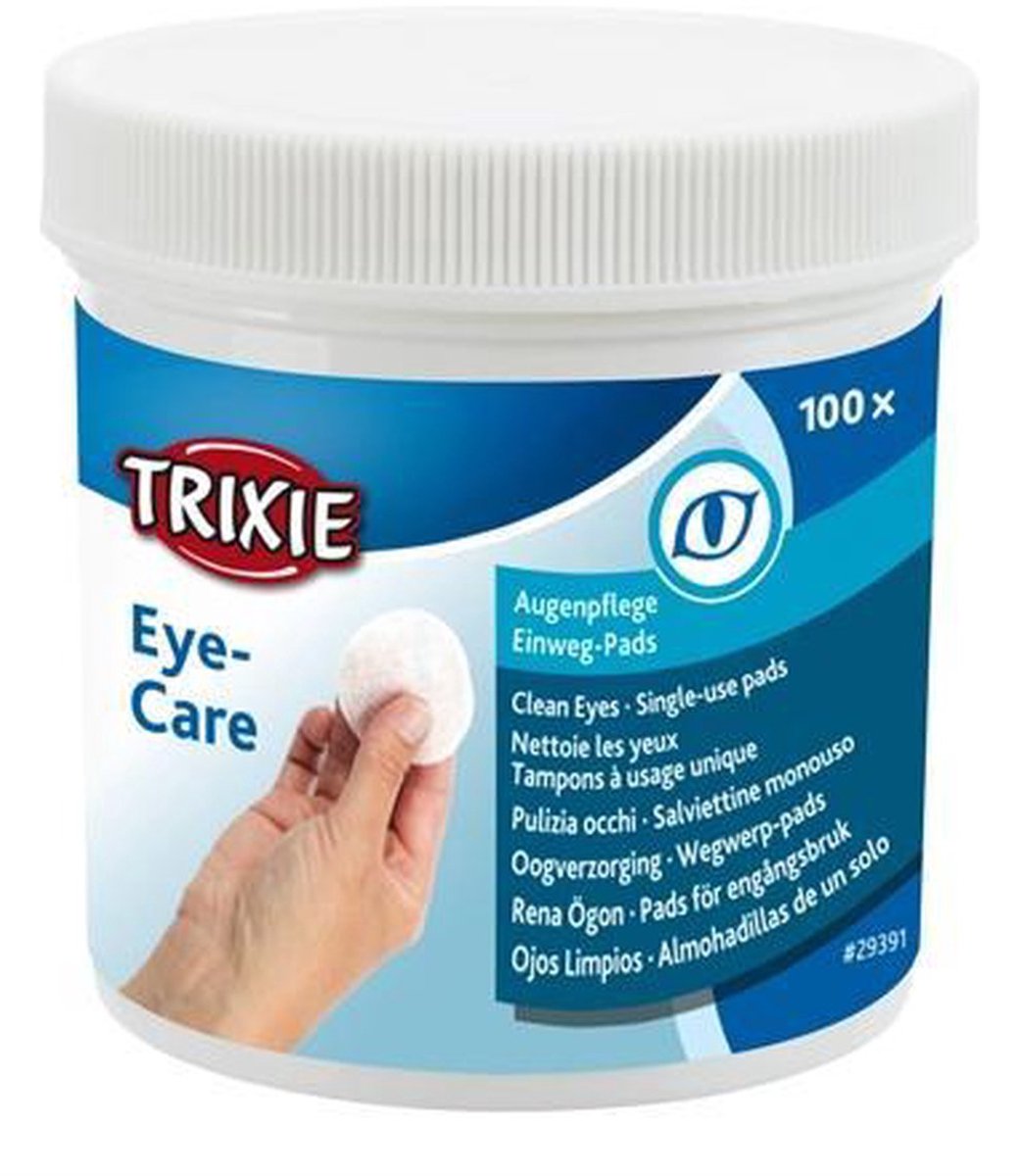 Cocapet - reinigingsdoekjes rondom de ogen van uw kat, hond of ander diertje - trixie 100 schijfjes in potje met schroefdeksel, -Aloe vera extract en pro vitamine B5 - mild en doeltreffend