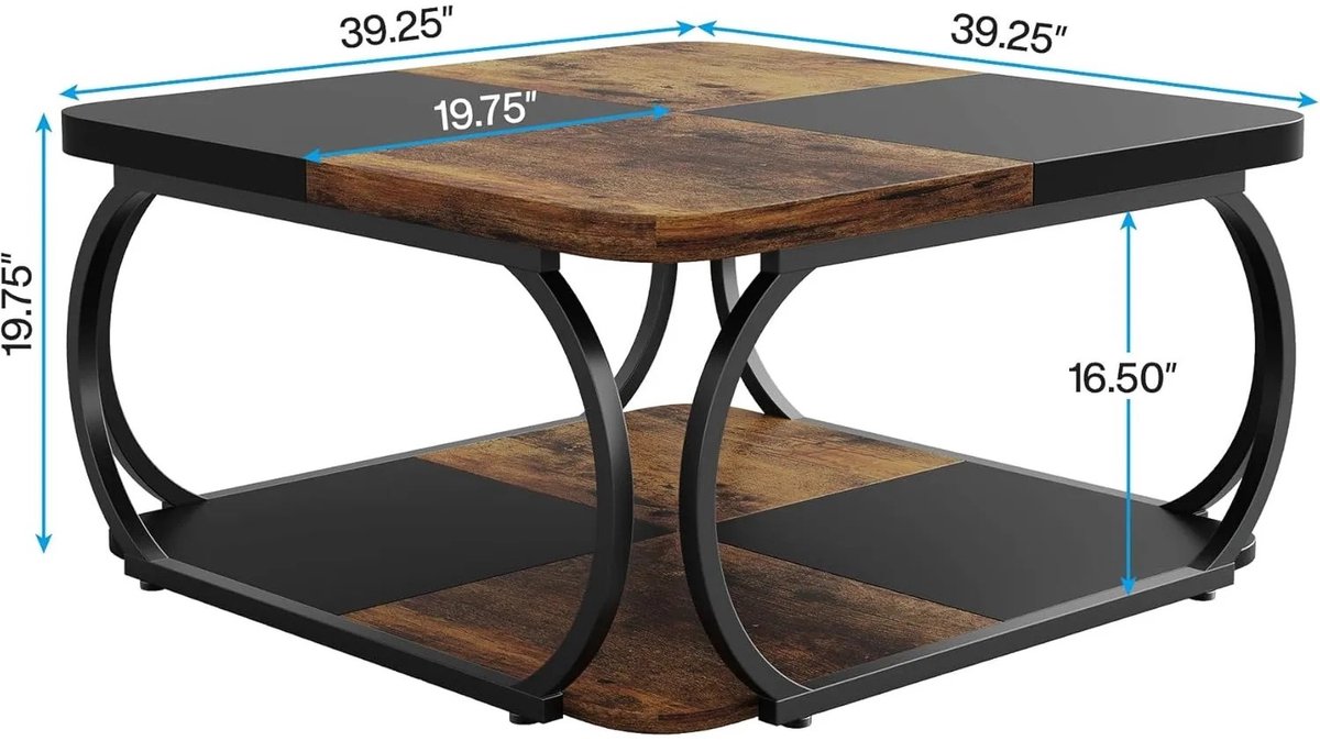 Salontafel - Bijzettafel - Salontafel 2 Lagen - Vierkant - Woonkamer - 100 × 100 × 50 cm (L × B × H)