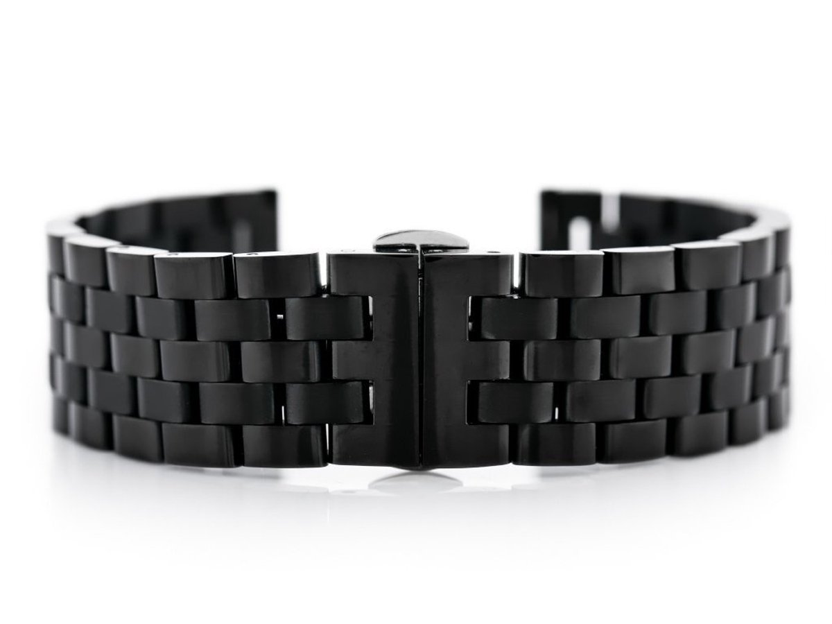 Pacific Model 2 - Horlogebandje - Zwart - 22mm