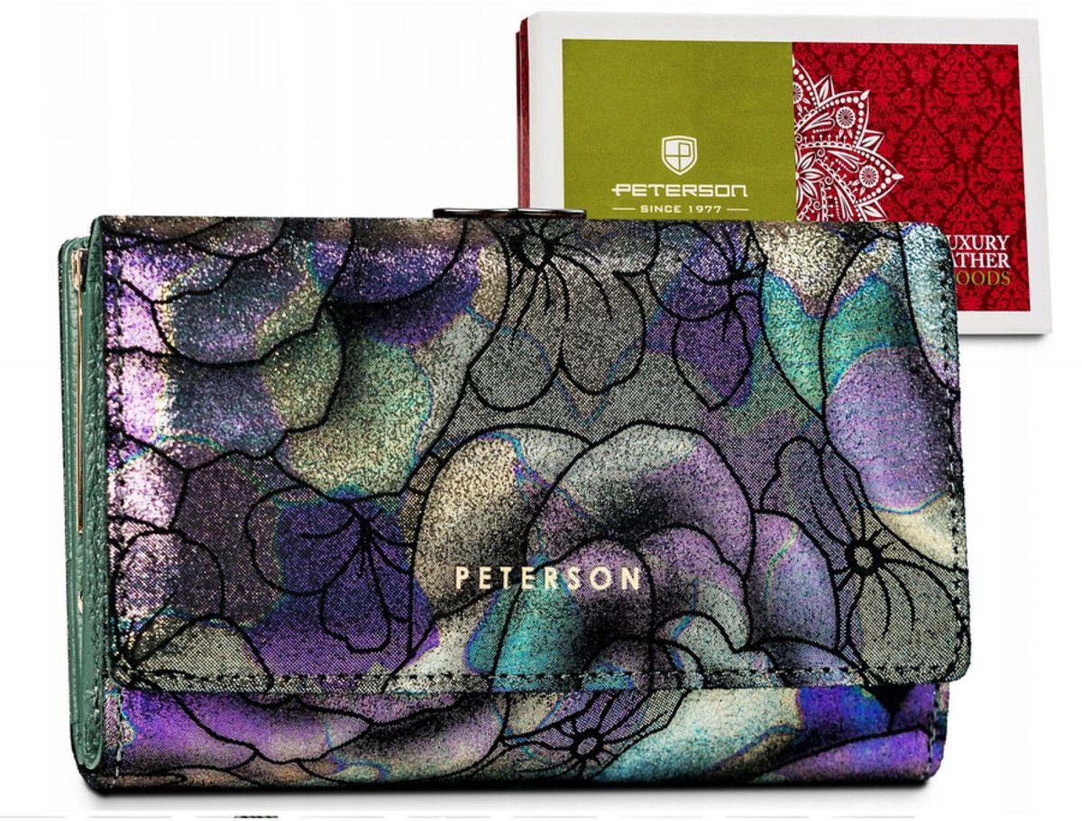 Peterson Floral Classic - Damesportemonnee - Echt Leer - RFID Bescherming - Bloemen Design