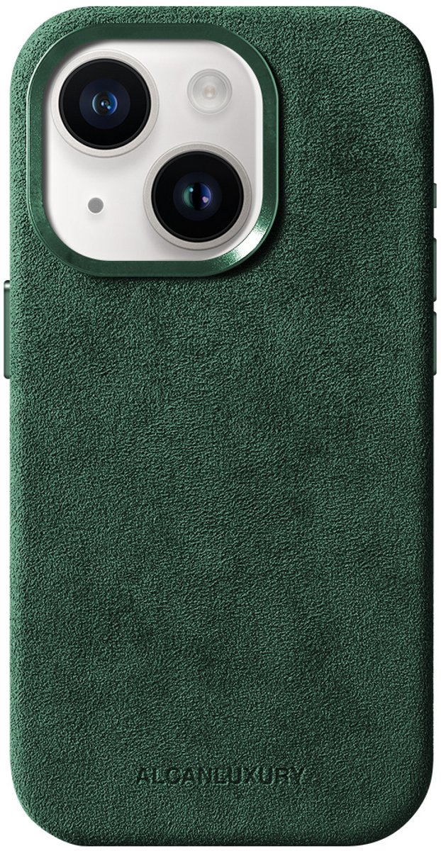 Alcanluxury Alcantara telefoonhoesje geschikt voor Apple iPhone 15 Plus - Midnight Green