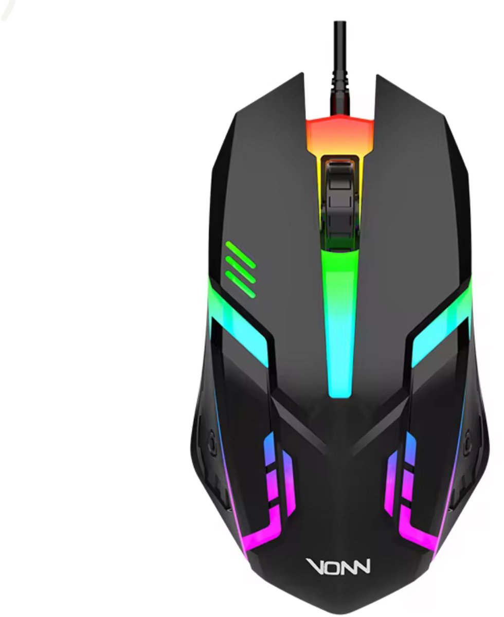 Gaming Muis RGB – V1 Bedrade USB Muis 1200 DPI – Ergonomische Optische Game Mouse – Voor PC, Laptop & Windows/Mac – Zwart