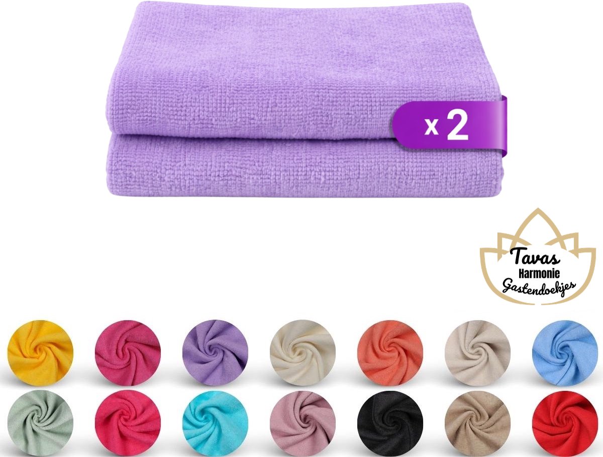 Tavas Harmonie Gastendoekjes 30x50 cm Lila Set van 2 100% Katoen Gastenhanddoek Rechthoek Handdoek Keuken Hotelkwaliteit Gastendoek
