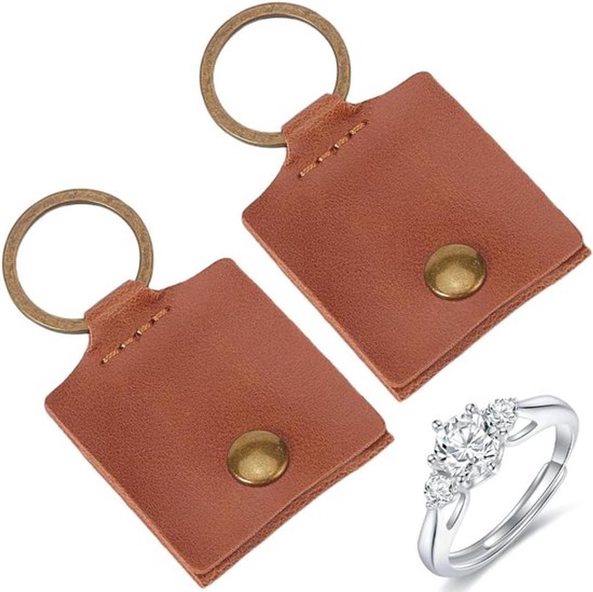 sleutelhanger houder - lederen pouch - reisformaat - draagbaar - sieraden opslag - geschikt voor ringen en kettingen - bruiloft - PU lederen ring pouch - kleine workout case voor mannen en vrouwen