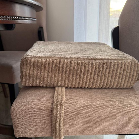 Flumi - Kinder Zitverhoger Kussen - Corduroy Stof - Afneembare Wasbare Hoes - 33x33x9 cm - Beige — afbeelding 3