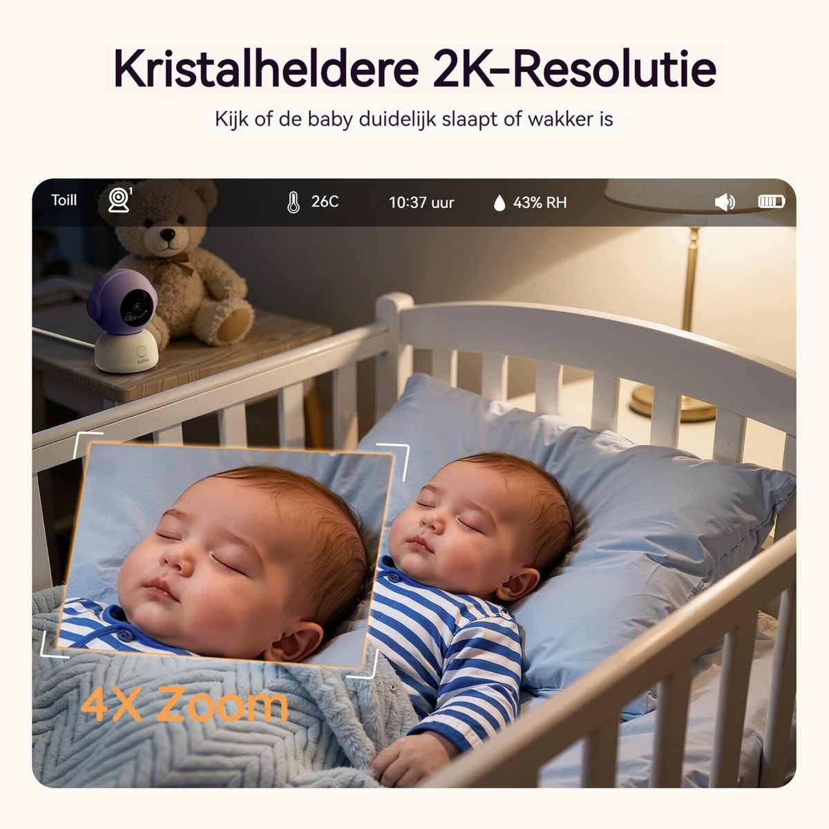BOIFUN Babyfoon - Babyfoon met camera - 2K HD-Nachtzicht - 5-Inch Display - Op Afstand Bestuurbaar - Video & Audio - Baby Monitor – foto 4