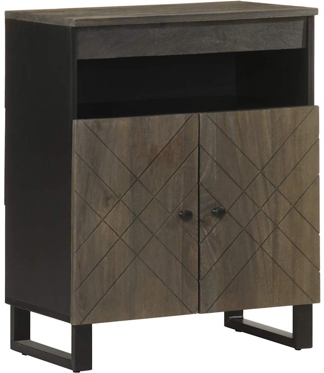 vidaXL - Dressoir - 60x33x75 - cm - massief - mangohout - zwart