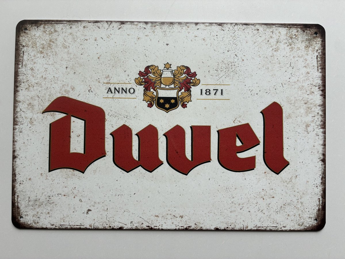 duvel Metalen wandbord 20 x 30 cm - Mancave -Wand Decoratie - Metalen borden - Tekst borden - Metalen bord - Reclame bord - Vintage - Kroeg - Bar – Cafe - Horeca - rettro