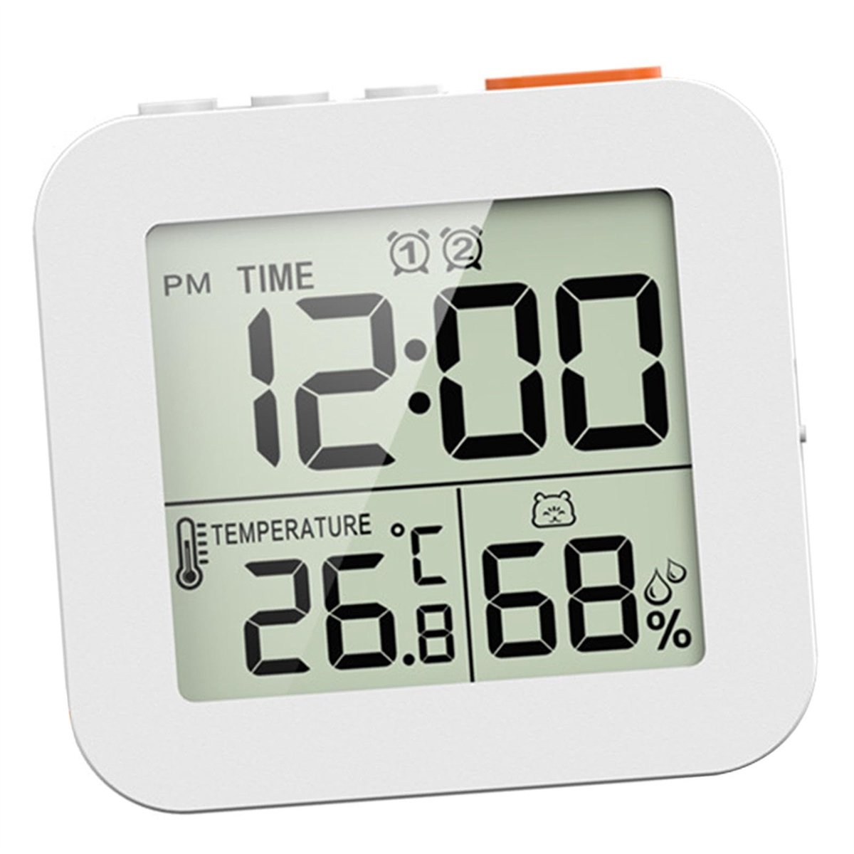 QTTVBTNA -Digitale Badkamerklok met Hygrometer & Thermometer – LCD Display – Countdown Timer – 2 Wekkers met Snooze – Spatwaterdicht – Wit – Voor Badkamer, Keuken & Slaapkamer