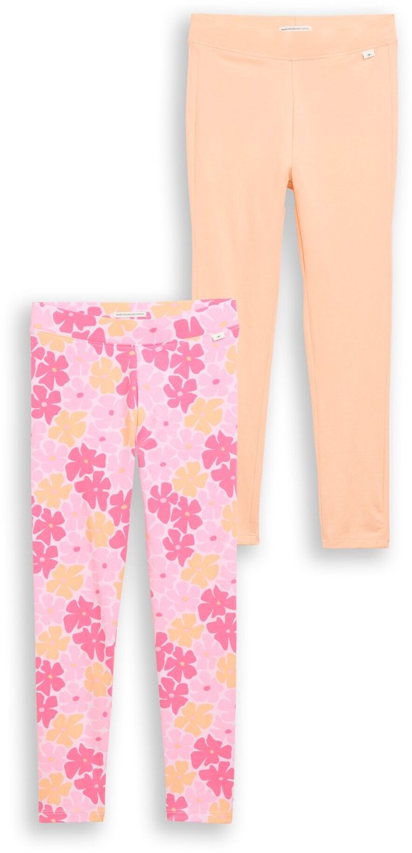 Tom Tailor - Basic leggings in een 2-pack - Maat 128 - peach bloom