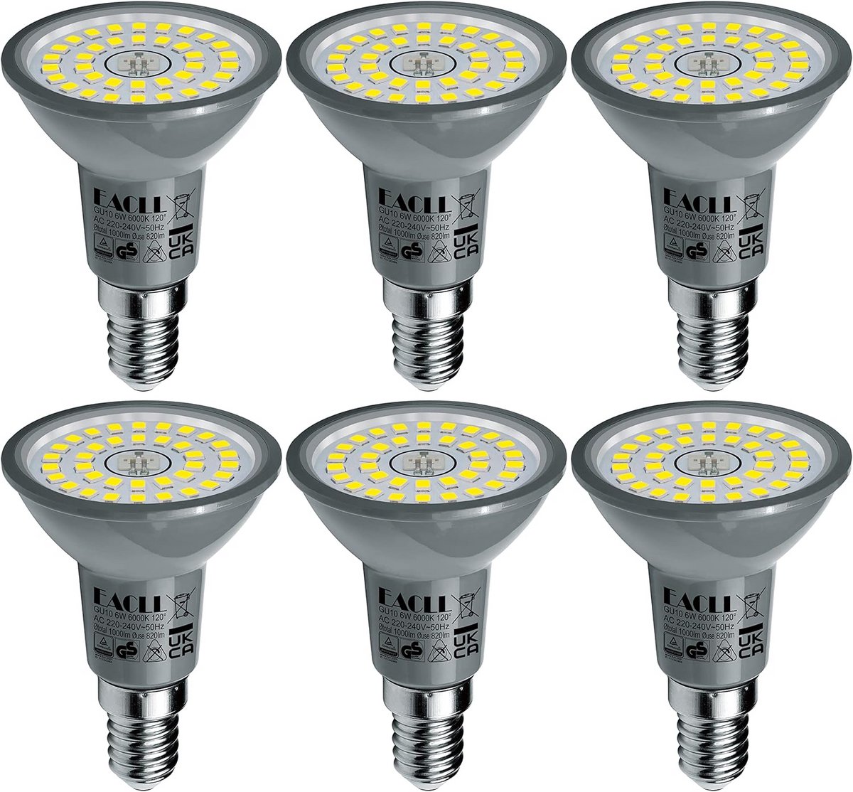 E14 LED Lamp Koel Wit 6W Gelijk aan 100W Halogeenlampen 6-pack Verlichting 6000K 820lm