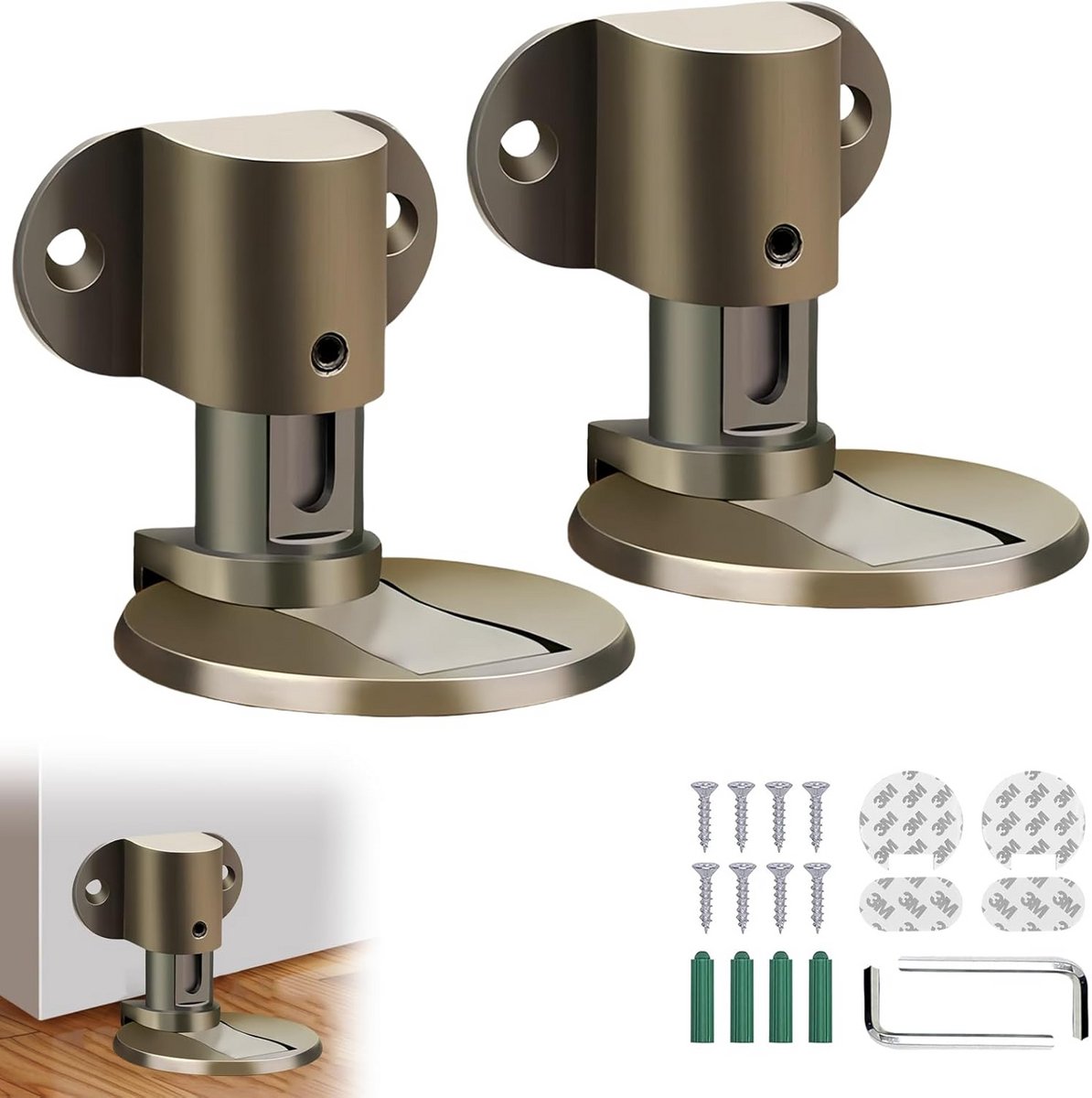 2 Stuks Magnetische Deurstoppers van Metaal voor Vloermontage - Roestvrij Staal