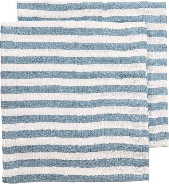 Hydrofiele doeken pre-washed Fat Stripe Jeans Blue 30x30cm - 2-Pack — afbeelding 2