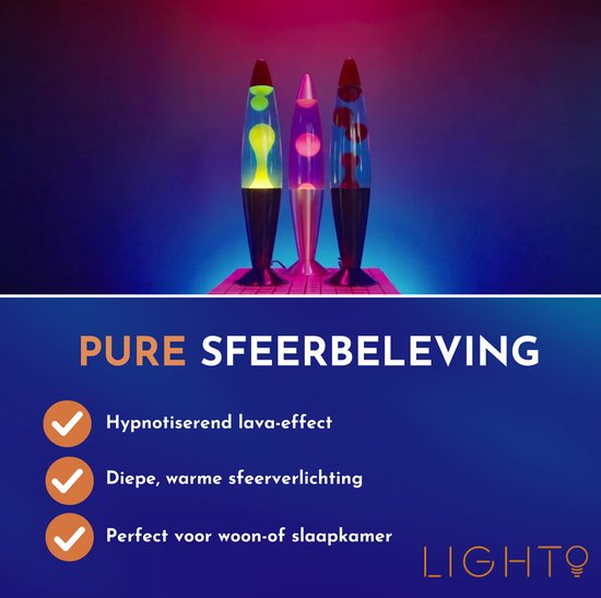 Lighto Lavalamp - Blauwe Vloeistof met Gele Lava - voor Kinderen - Zilver van Lighto — afbeelding 3