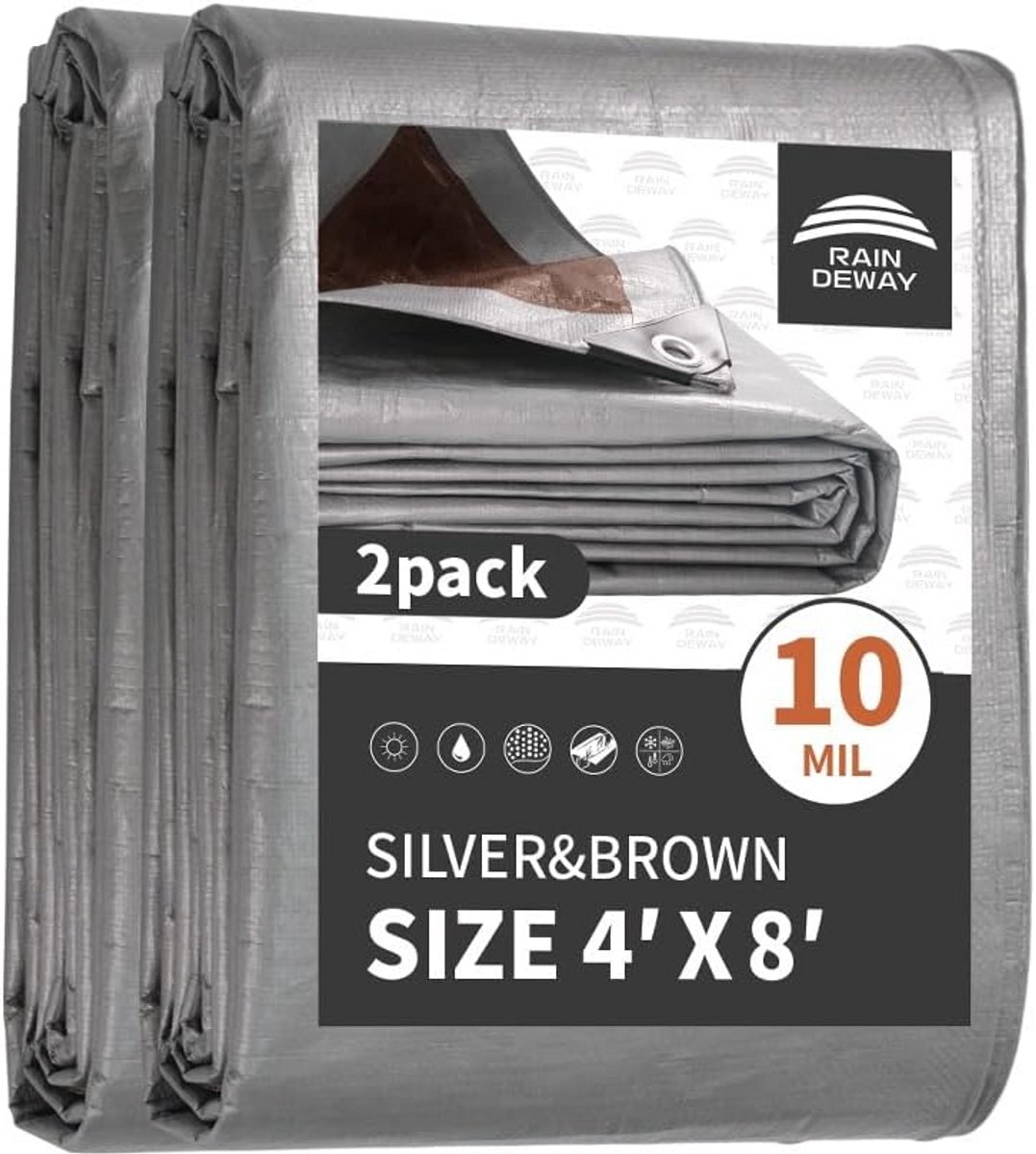 Heavy Duty Waterdicht Dekzeilen 4 x 8 Voeten | 2 Pack Multifunctionele Tarp Cover met Versterkte Randen