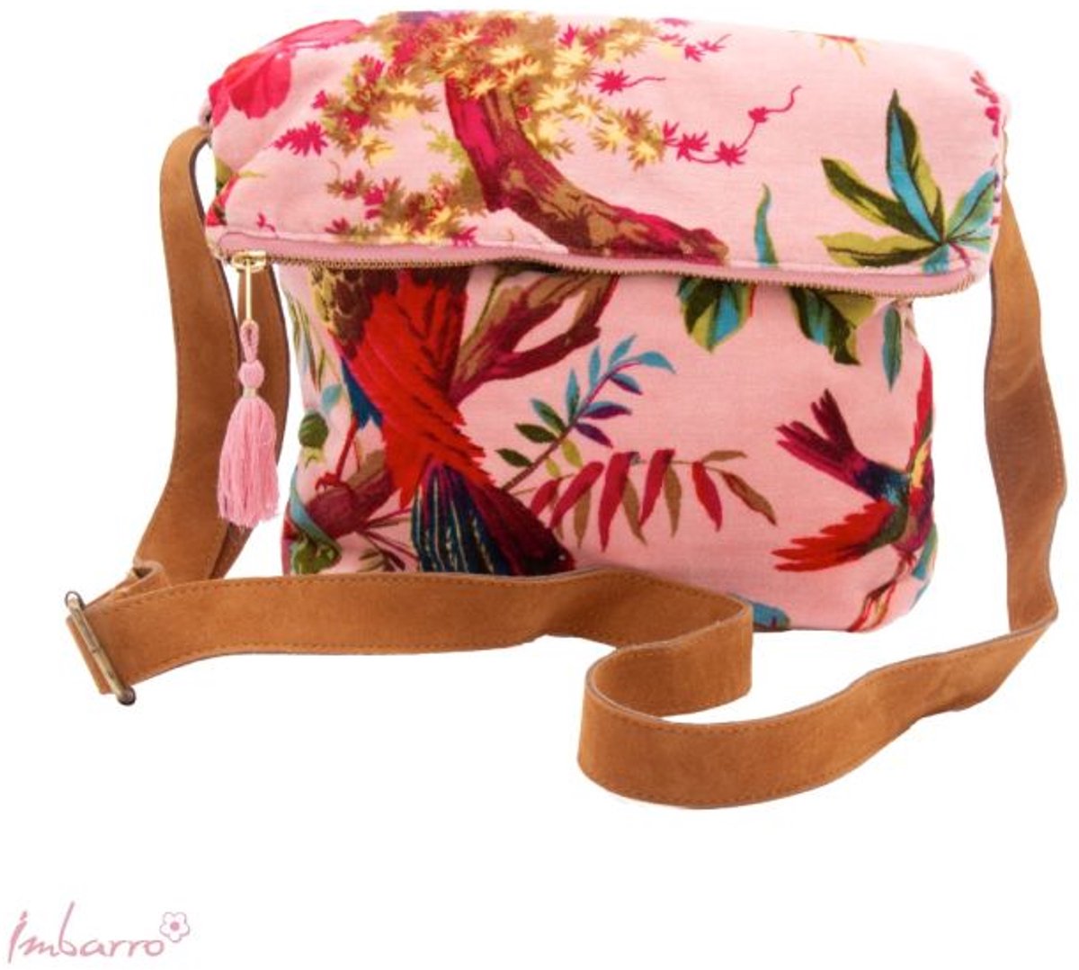 Imbarro Fashion & Home Crossbody Tas Paradise Dusty Pink – Velvet Schoudertas met Verstelbare Band – Roze – 36x30 cm