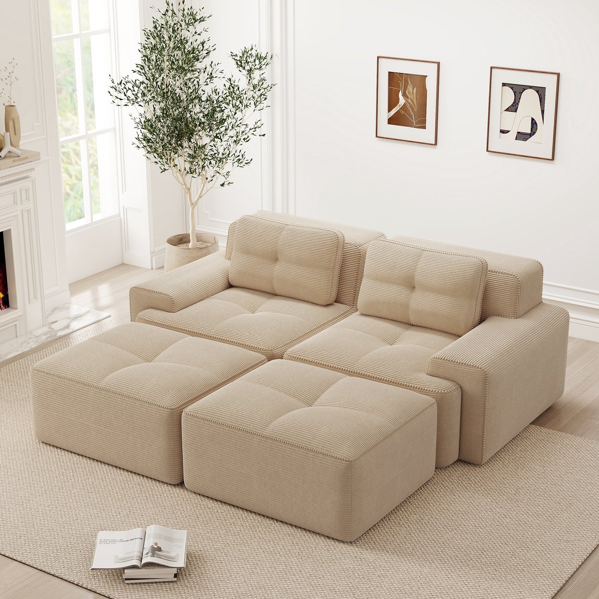 HAUSS SPOLE Modulaire Bank 74 Cm Zitting Diepte - Wolkenzacht Zonder Montage - U Vorm Of H