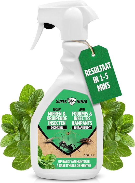 Natuurlijke Insectenspray 500ml – Mieren, Spinnen, Kakkerlakken, Zilvervisjes – Pepermuntolie, Veilig voor Gezin & Huisdieren