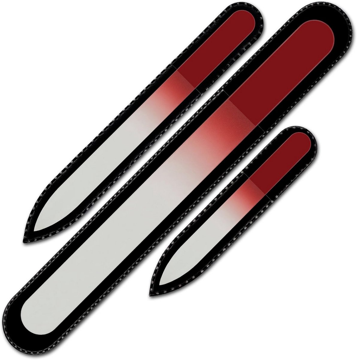 Set van 3 glazen nagelvijlen – handgemaakt echt Tsjechisch glas met levenslange garantie