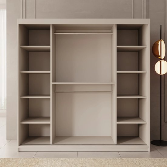 Meubles - Armoire Bodhi - Beige - 200 cm - Avec miroir