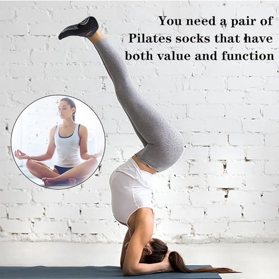 Antislipsokken - Set van 3 paar - Yoga- & Pilates-sokken - Voor dames & meisjes - Gripsokken - Vloersokken - Met antislipnoppen & bandjes - One size fits all - Ademend - Ideaal voor fitness & ballet. van Merkloos — afbeelding 4