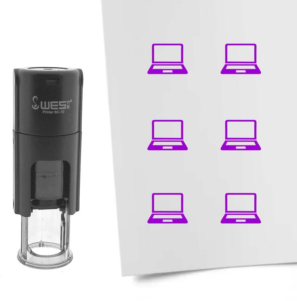 CombiCraft Stempel laptop 10mm rond paarse inkt - per 1 stuk