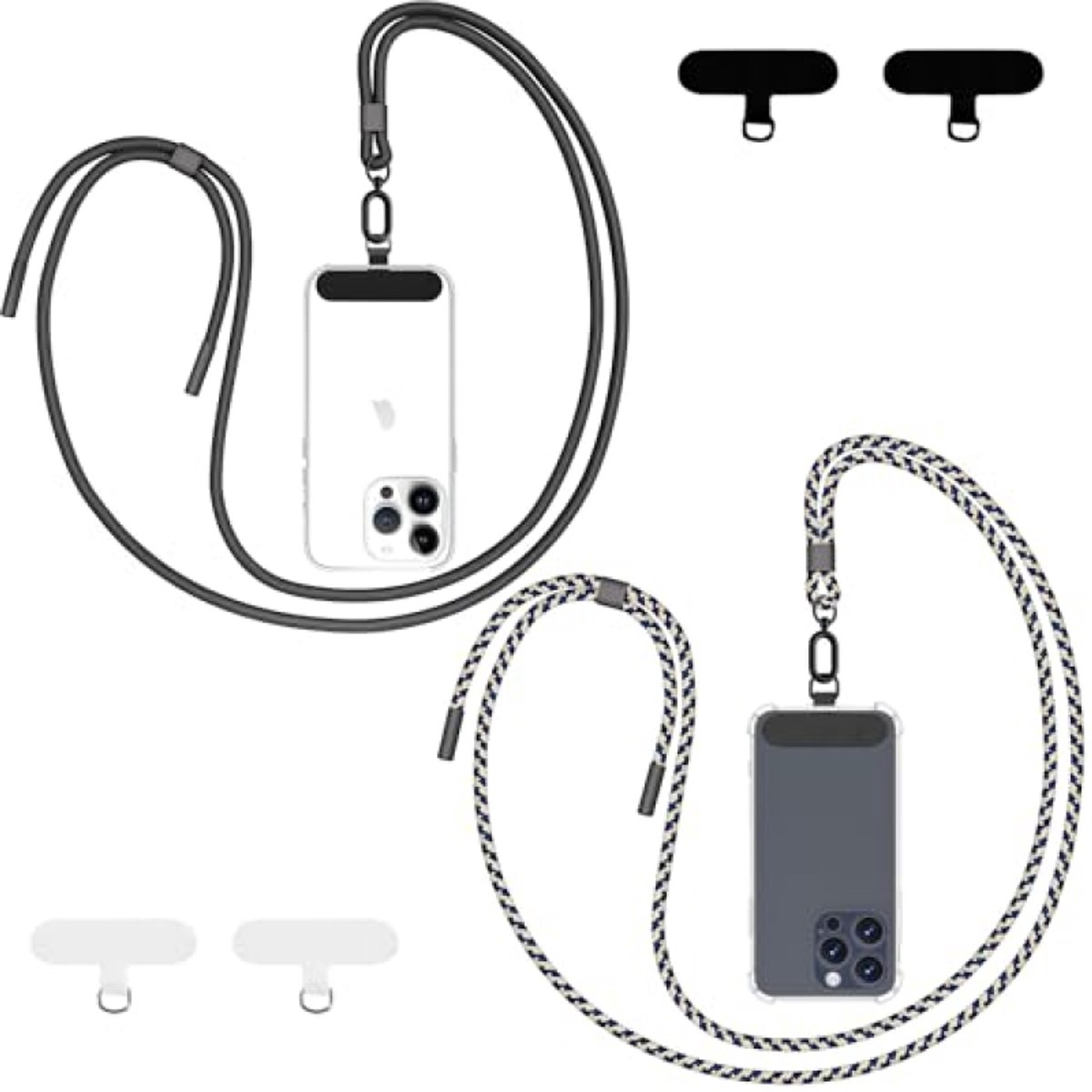 ST TRADING Universele telefoonketting - Verstelbare draagriem met 4 pads, 160 cm, 2 stuks