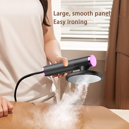 Handstomer kleding - compacte kledingstomer voor thuis en reizen - snel opwarmen en eenvoudig kreukels verwijderen - grijs-paars - 28,6 x 8,5 cm - ABS