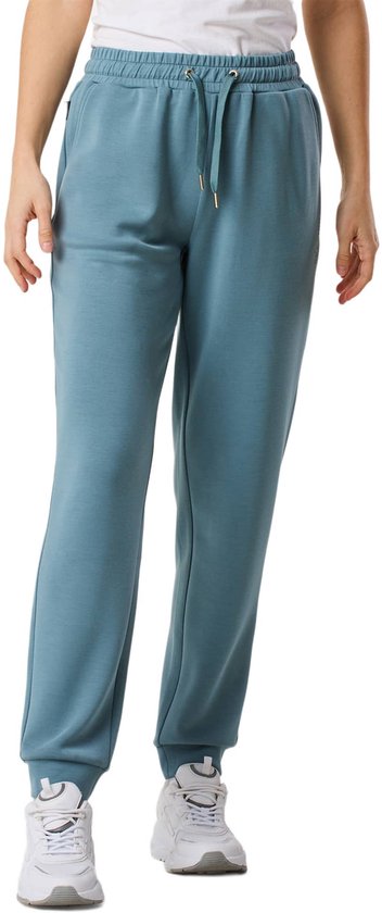 Pantalon de survêtement femme bleu-vert avec cordon de serrage à la taille.