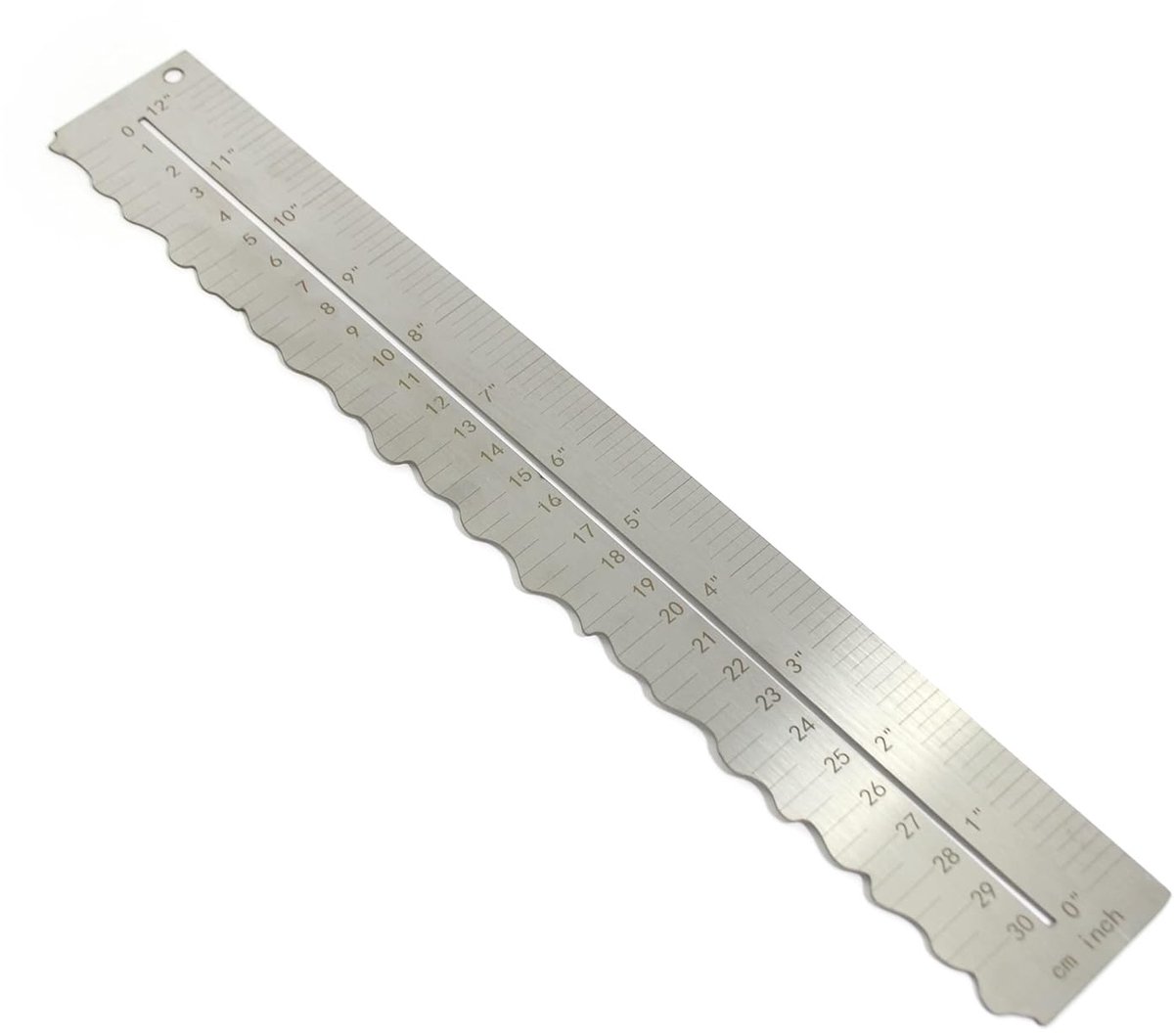 Metalen Snij Liniaal - Papier Rand Tool - Creatief Snijden - Golvende Lijn Rand - 30 cm Lengte - Zilverkleurig