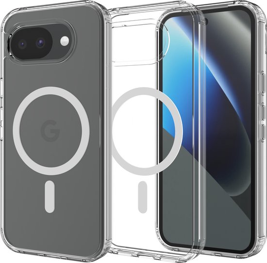 Transparante hoesjes met MagSafe-ring en 'G'-logo voor Google Pixel.