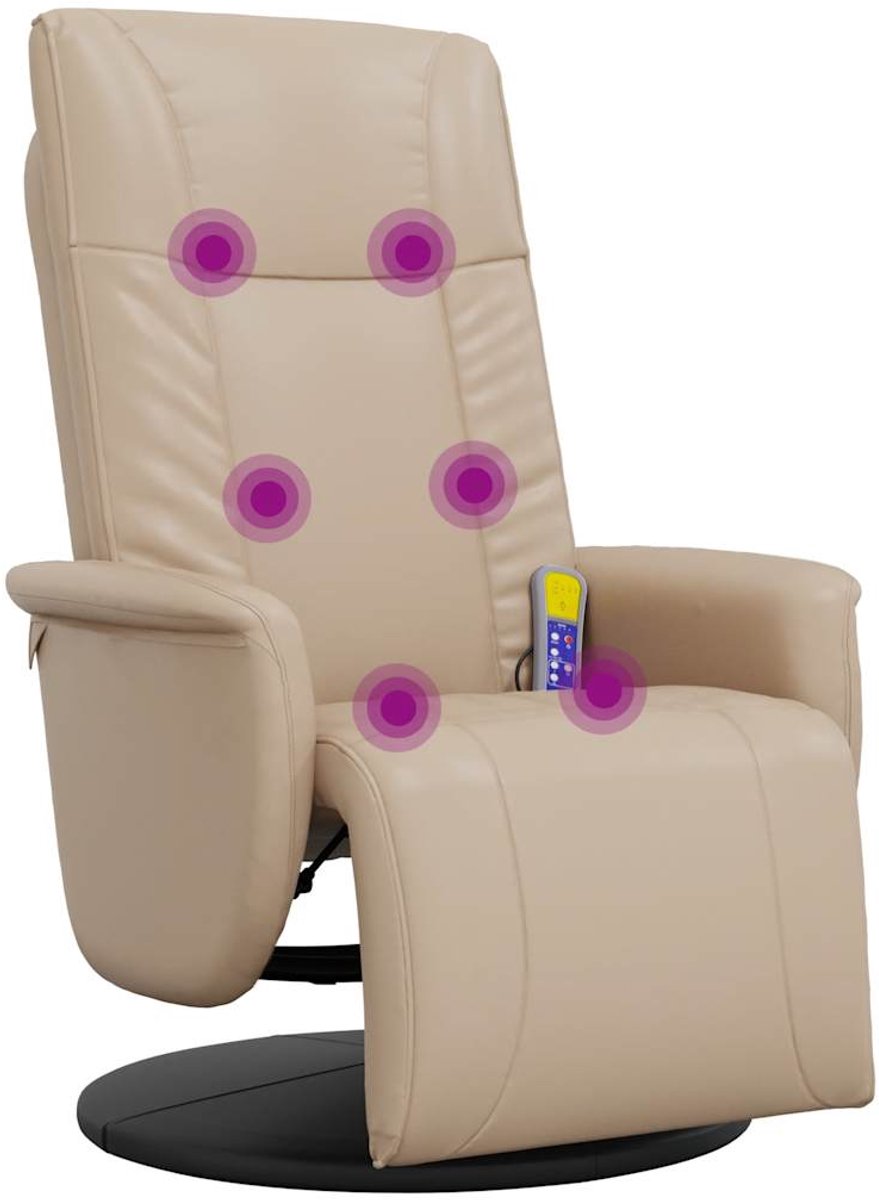 vidaXL Massagestoel - verstelbaar - met - voetensteun - kunstleer - cappuccino