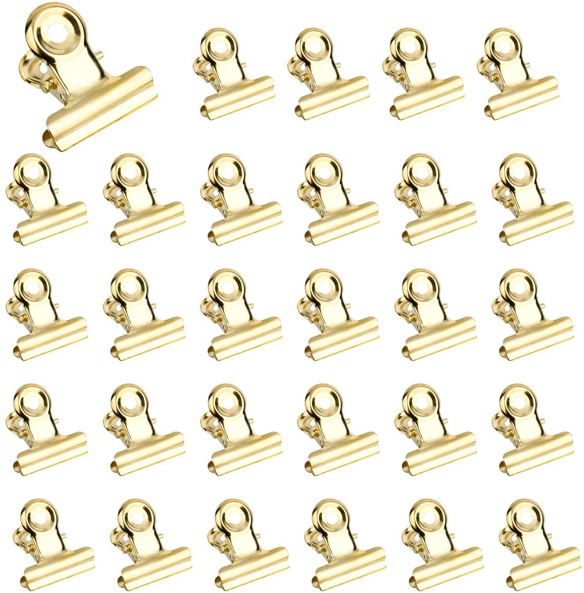 Kleine Gouden Bulldog Paper Clips (60 stuks) - Sterke, veelzijdige bindclips voor kantoor, thuis en creatief gebruik, 22 mm