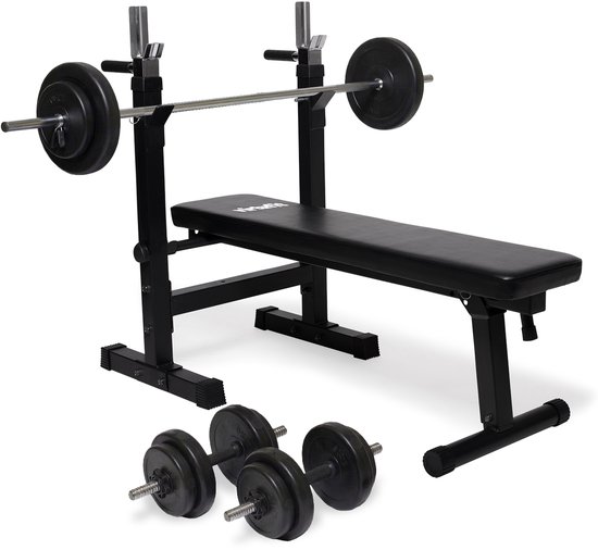 Universele Halterbank zwart Complete Set gripper kunststof - Gorilla Sports