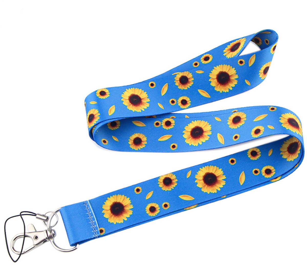 Travel Cords - Keycord Zonnebloemen Paars - stevig lanyard - sleutelhanger - sleutelkoord - met telefoonkoord - sleutels