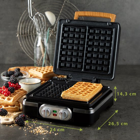 DOMO DO9281W Wafelijzer - XL wafels 4x7 - Belgische Wafels - PFAS-vrij - 1520 W - Timer - Zwart van Domo — afbeelding 5