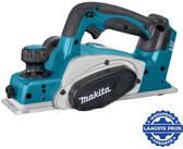 Turquoise Makita schaafmachine met een tekstballon 'Weekdeals'.