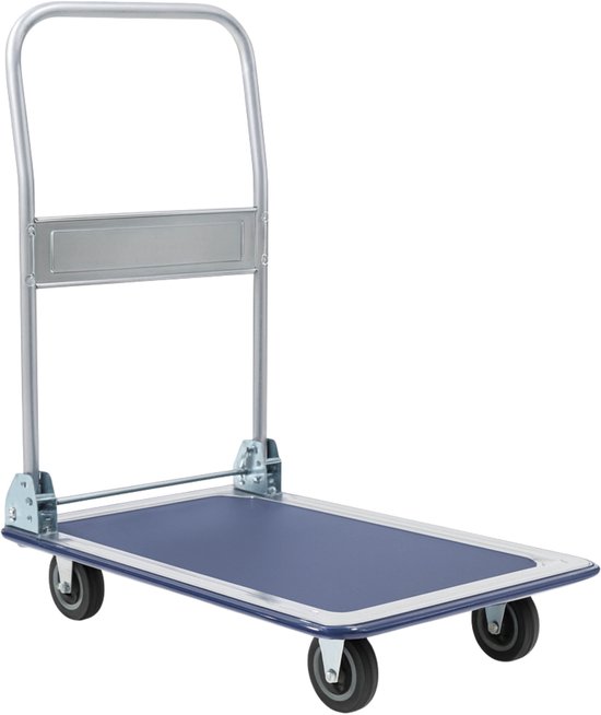 BRASQ Plateauwagen Inklapbaar - Draagvermogen 150 KG - Transportkar - Transportwagen - Magazijnwagen - Platformwagen