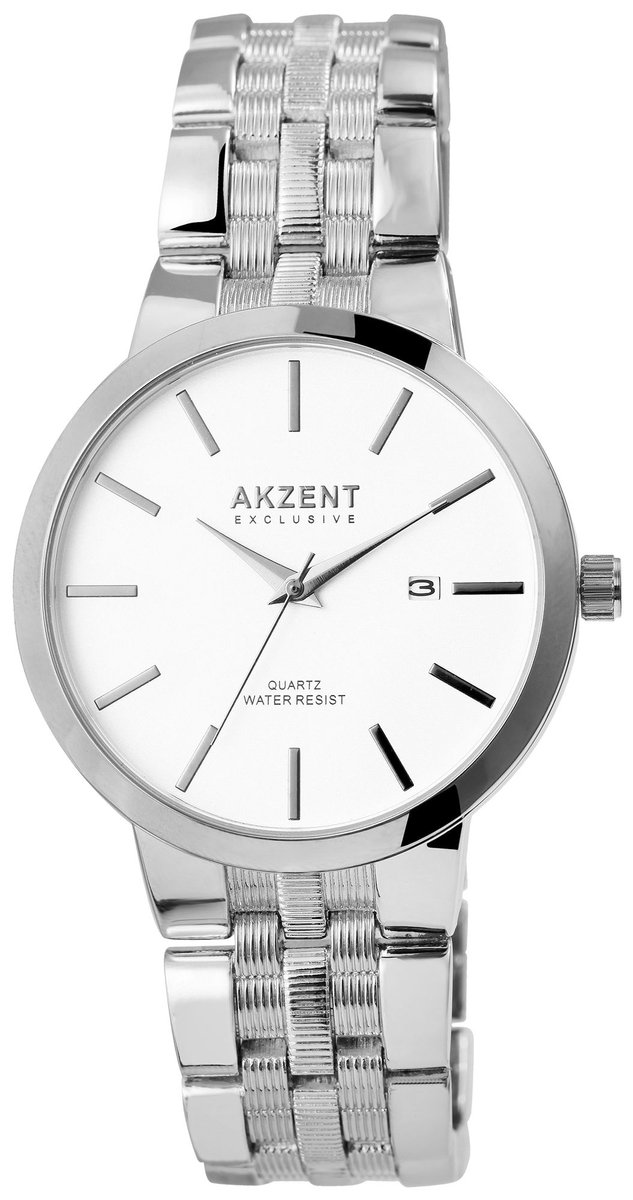 Akzent-herenhorloge-model2800072-001-zilverkleurig-datum-diameter 42 mm