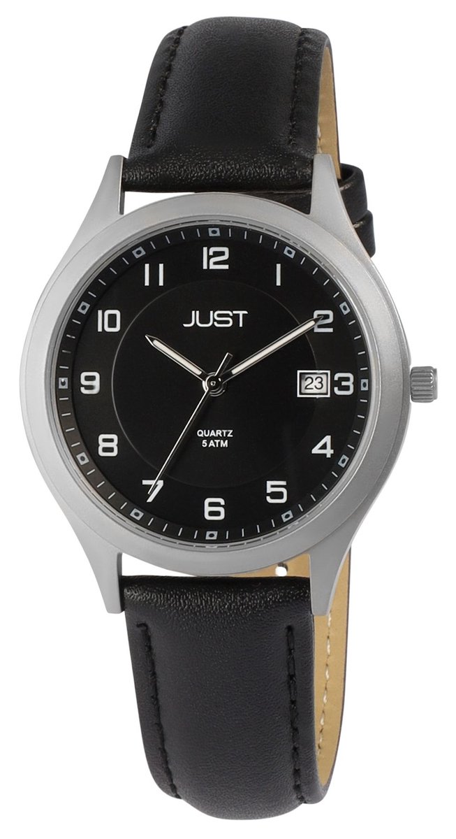 JUST Herenhorloge van echt leer Leon Just "Leon" herenhorloge met echte leren band, titanium kast, 5ATM