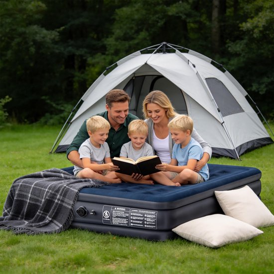 Opblaasbare Matras - Luchtbed met Ingebouwde Elektrische Pomp - 40 Gaten Luchtkussenstructuur - Draagvermogen 150kg - Zelfopblazende Luchtmatras - Voor Reizen, Camping en Gastenkamer - 203×152×38cm - NAIZY — afbeelding 4