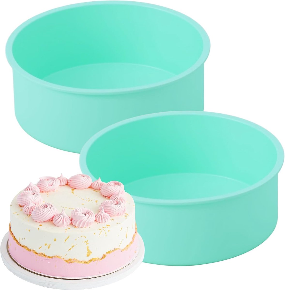 Cakevormen Siliconen 20 cm Rond - Antikleef Bakvormen voor Taart, Brood en Cheesecakes
